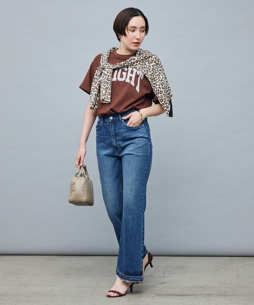 RM denim】ハイウエストソフトフレアデニム（デニムパンツ）｜Rie