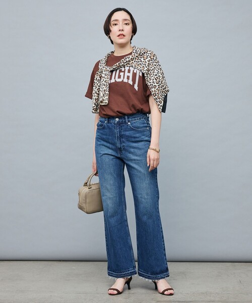 RM denim】ハイウエストソフトフレアデニム（デニムパンツ）｜Rie