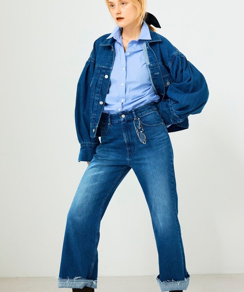Rie Miller(リエミラー)の「【RM denim】ハイウエストソフトフレアデニム(デニムパンツ・レディース・インディゴブルー/ブラック・L/M/S/XS)」の15枚目の写真