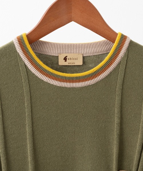 Gabicci(ガビッチ)の「Gabicci サターン コントラスト ティップド クルーニットTシャツ(Tシャツ/カットソー・メンズ・カーキ/ネイビー/ホワイト・MEDIUM/LARGE)」の12枚目の写真