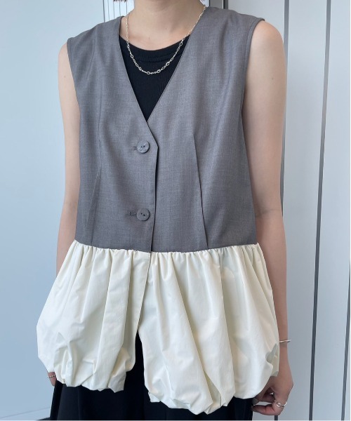 PEPLUM BALLOON BACK OPEN VEST（ベスト）｜Ameri（アメリ）の