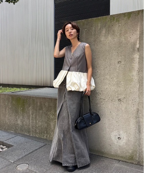 PEPLUM BALLOON BACK OPEN VEST（ベスト）｜Ameri（アメリ）の