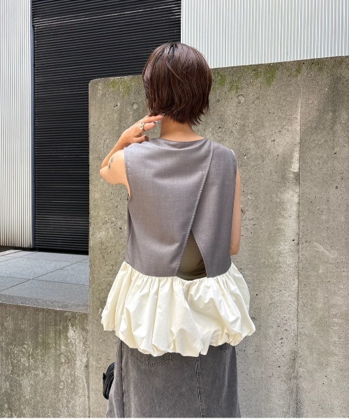 トップス AMERI PEPLUM BALLOON BACK OPEN VEST PEPLUM BALLOON BACK OPEN VEST