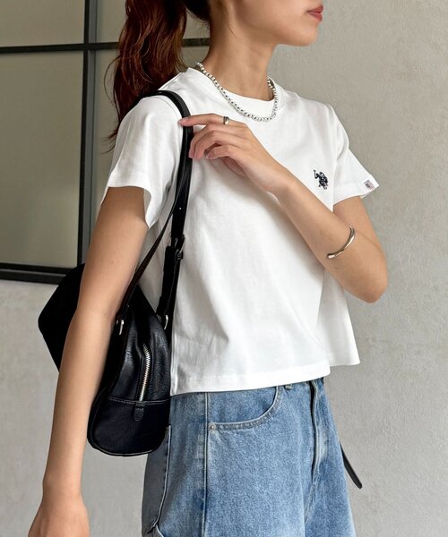 U.S. POLO ASSN.(ユーエスポロアッスン)の「クロップドT(Tシャツ/カットソー・レディース・ネイビー/グレー/ホワイト/ブラック/ブラウン・FREE)」の9枚目の写真