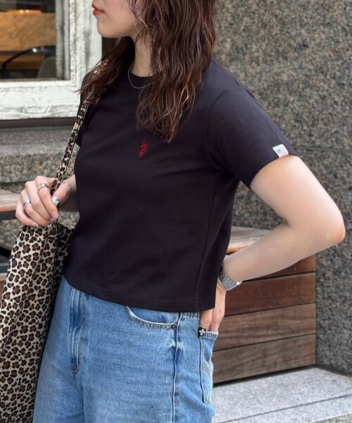 U.S. POLO ASSN.(ユーエスポロアッスン)の「クロップドT(Tシャツ/カットソー・レディース・ネイビー/グレー/ホワイト/ブラック/ブラウン・FREE)」の13枚目の写真