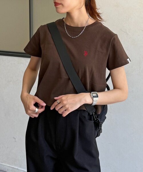 U.S. POLO ASSN.(ユーエスポロアッスン)の「クロップドT(Tシャツ/カットソー・レディース・ネイビー/グレー/ホワイト/ブラック/ブラウン・FREE)」の19枚目の写真