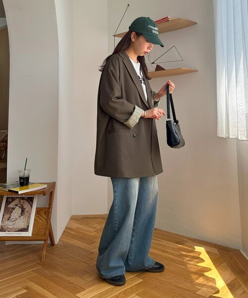 DISCOAT(ディスコート)の「【ユニセックス】Wブレストオーバージャケット(テーラードジャケット・レディース・ベージュ/ブラウン/ダークグレー・FREE/SHORT)」の21枚目の写真