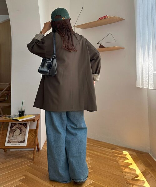 DISCOAT(ディスコート)の「【ユニセックス】Wブレストオーバージャケット(テーラードジャケット・レディース・ベージュ/ブラウン/ダークグレー・FREE/SHORT)」の12枚目の写真