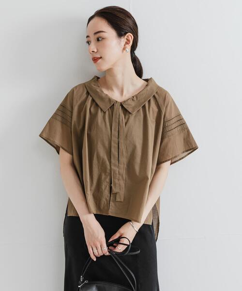 URBAN RESEARCH（アーバンリサーチ）の「ハーフスリーブフリルカラーブラウス（シャツ/ブラウス・レディース・オフホワイト/ブラック/グリーン系その他・FREE）」の10枚目の写真