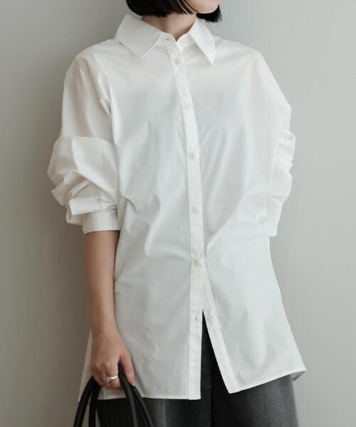 PROVOKE （プロヴォーク）の「provoke（プロヴォーク）【別注カラーあり】ウエストシェイプシャツ（シャツ/ブラウス・レディース・ホワイト/チャコールグレー・00）」の4枚目の写真