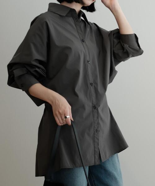 PROVOKE （プロヴォーク）の「provoke（プロヴォーク）【別注カラーあり】ウエストシェイプシャツ（シャツ/ブラウス・レディース・ホワイト/チャコールグレー・00）」の9枚目の写真