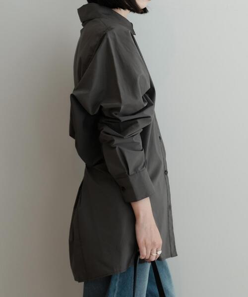 PROVOKE （プロヴォーク）の「provoke（プロヴォーク）【別注カラーあり】ウエストシェイプシャツ（シャツ/ブラウス・レディース・ホワイト/チャコールグレー・00）」の10枚目の写真