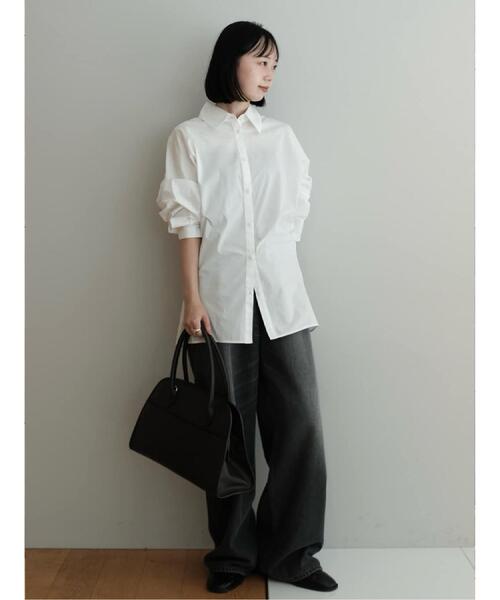 PROVOKE （プロヴォーク）の「provoke（プロヴォーク）【別注カラーあり】ウエストシェイプシャツ（シャツ/ブラウス・レディース・ホワイト/チャコールグレー・00）」の16枚目の写真