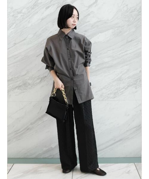 PROVOKE （プロヴォーク）の「provoke（プロヴォーク）【別注カラーあり】ウエストシェイプシャツ（シャツ/ブラウス・レディース・ホワイト/チャコールグレー・00）」の17枚目の写真