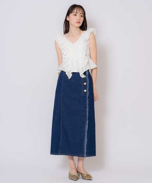 NOELA(ノエラ)の「クロップドフリルブラウス(シャツ/ブラウス・レディース・ピンク/オフホワイト・フリー)」の15枚目の写真