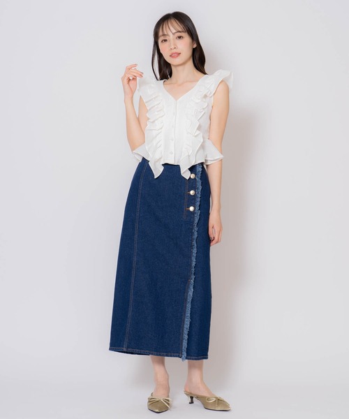 NOELA(ノエラ)の「クロップドフリルブラウス(シャツ/ブラウス・レディース・ピンク/オフホワイト・フリー)」の16枚目の写真