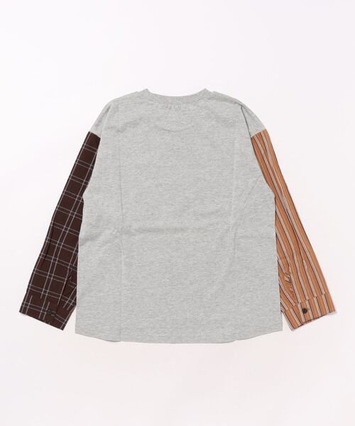 zuppa di zucca（ズッパ デ ズッカ）の「袖ストライプｘチェックＴシャツ（Tシャツ/カットソー・キッズ・グレー・140cm/150cm/160cm）」の2枚目の写真