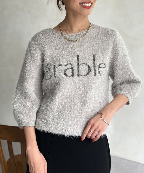 Chez toi(シェトワ)の「シャギーロゴJQニット(ニット/セーター・レディース・チャコールグレー/モカ/グレイッシュベージュ・FREE)」の3枚目の写真
