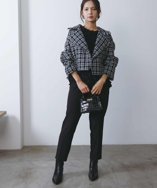 PICCIN（ピッチン）の「リボンチュールベスト（ベスト・レディース・オフホワイト/ブラック・M）」の4枚目の写真