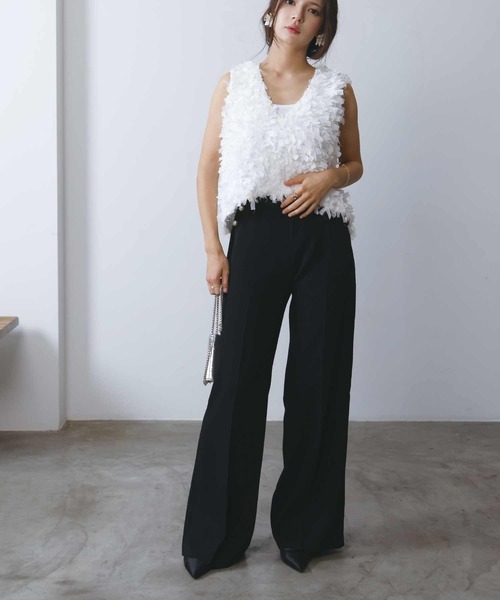 PICCIN（ピッチン）の「リボンチュールベスト（ベスト・レディース・オフホワイト/ブラック・M）」の12枚目の写真