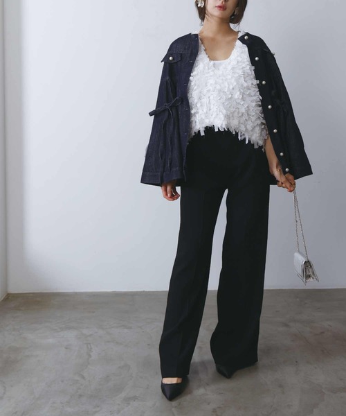 PICCIN（ピッチン）の「リボンチュールベスト（ベスト・レディース・オフホワイト/ブラック・M）」の15枚目の写真