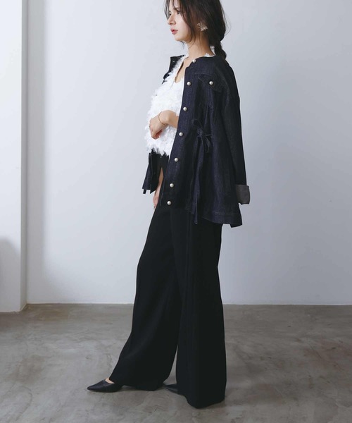 PICCIN（ピッチン）の「リボンチュールベスト（ベスト・レディース・オフホワイト/ブラック・M）」の16枚目の写真