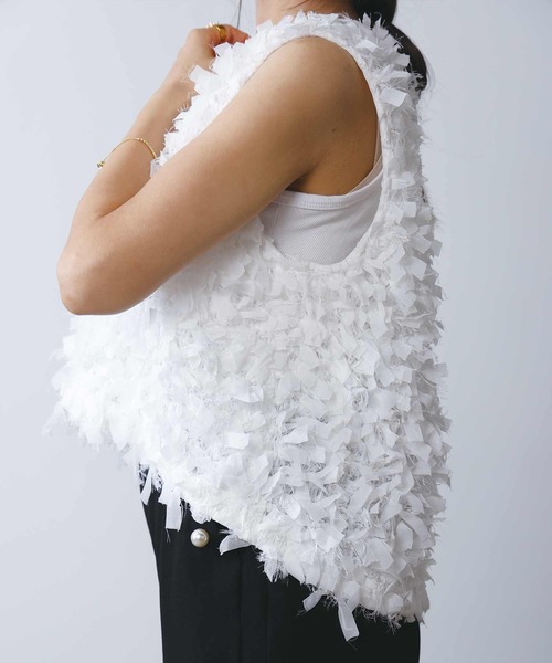 PICCIN（ピッチン）の「リボンチュールベスト（ベスト・レディース・オフホワイト/ブラック・M）」の19枚目の写真