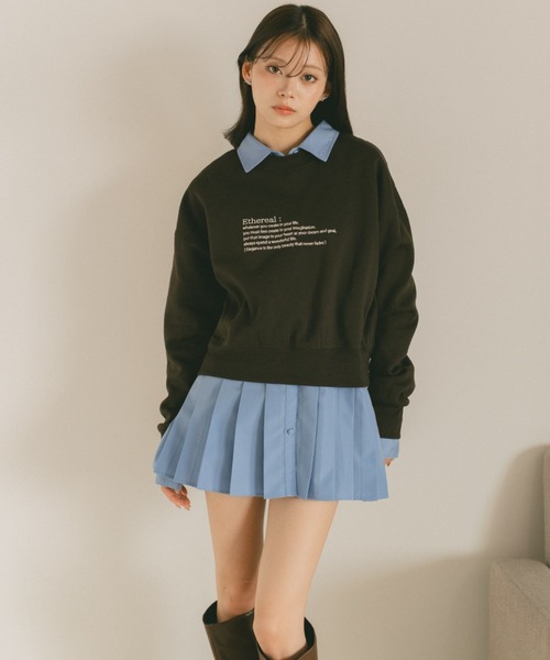 VANNIE U(ヴァニーユー)の「バイカラーメッセージロゴスウェット/裏起毛(スウェット・レディース・ブラウン/グレー/アイボリー・FREE)」の3枚目の写真