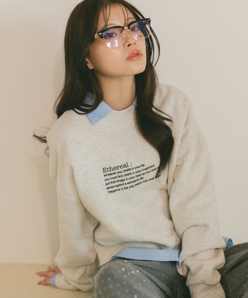 VANNIE U(ヴァニーユー)の「バイカラーメッセージロゴスウェット/裏起毛(スウェット・レディース・ブラウン/グレー/アイボリー・FREE)」の2枚目の写真