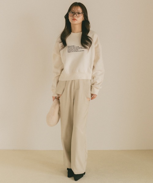 VANNIE U(ヴァニーユー)の「バイカラーメッセージロゴスウェット/裏起毛(スウェット・レディース・ブラウン/グレー/アイボリー・FREE)」の22枚目の写真