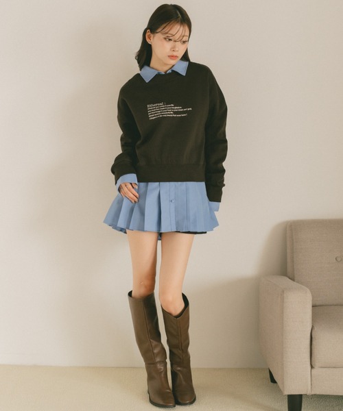 VANNIE U(ヴァニーユー)の「バイカラーメッセージロゴスウェット/裏起毛(スウェット・レディース・ブラウン/グレー/アイボリー・FREE)」の9枚目の写真