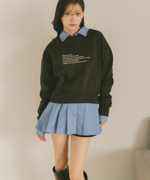 VANNIE U(ヴァニーユー)の「バイカラーメッセージロゴスウェット/裏起毛(スウェット・レディース・ブラウン/グレー/アイボリー・FREE)」の14枚目の写真