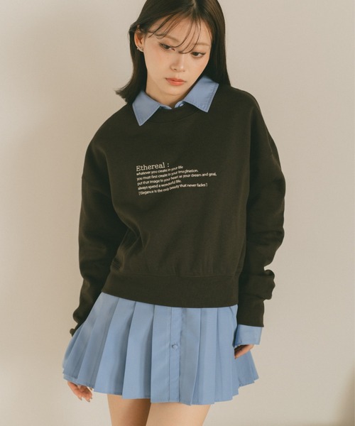 VANNIE U(ヴァニーユー)の「バイカラーメッセージロゴスウェット/裏起毛(スウェット・レディース・ブラウン/グレー/アイボリー・FREE)」の15枚目の写真