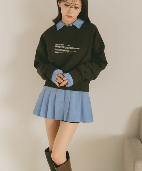 VANNIE U(ヴァニーユー)の「バイカラーメッセージロゴスウェット/裏起毛(スウェット・レディース・ブラウン/グレー/アイボリー・FREE)」の16枚目の写真