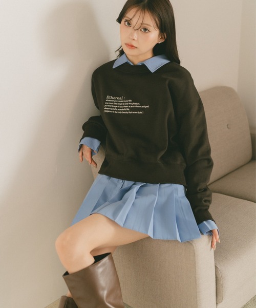 VANNIE U(ヴァニーユー)の「バイカラーメッセージロゴスウェット/裏起毛(スウェット・レディース・ブラウン/グレー/アイボリー・FREE)」の17枚目の写真