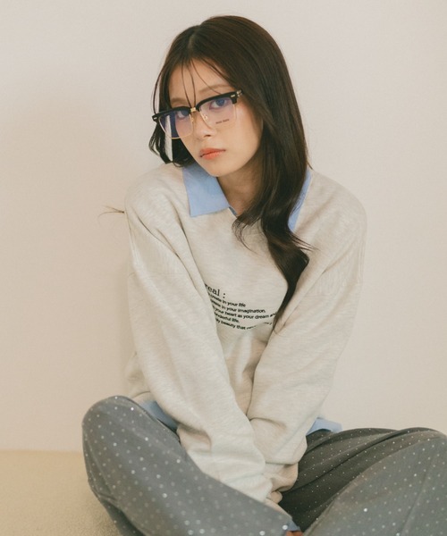 VANNIE U(ヴァニーユー)の「バイカラーメッセージロゴスウェット/裏起毛(スウェット・レディース・ブラウン/グレー/アイボリー・FREE)」の19枚目の写真