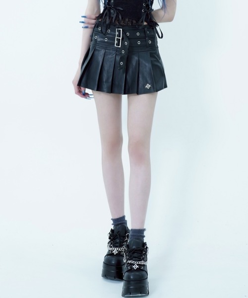 REFLEM/レフレム』ベルト付きプリーツミニスカート（スカート