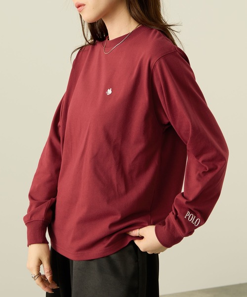 POLO BCS（ポロ ビーシーエス）の「POLO BCS ワンポイント刺繍 ロングスリーブTシャツ（Tシャツ/カットソー・レディース・オートミール/ワイン/ブラック・M/L）」の9枚目の写真
