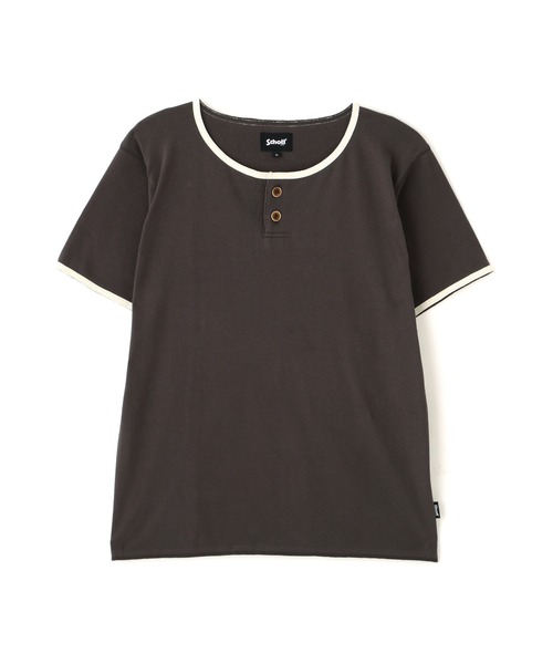 schott（ショット）の「Schott/ショット/KNITTING HENLEY NECK T-SHIRT/ニッティング ヘンリーネック Tシャツ（Tシャツ/カットソー・メンズ・ブラック/アイボリー/チャコールグレー・M/L）」の6枚目の写真