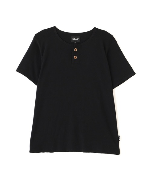schott（ショット）の「Schott/ショット/KNITTING HENLEY NECK T-SHIRT/ニッティング ヘンリーネック Tシャツ（Tシャツ/カットソー・メンズ・ブラック/アイボリー/チャコールグレー・M/L）」の4枚目の写真