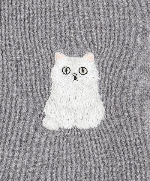 Feroux(フェルゥ)の「【洗える】しらたまくん刺繍 ニット(ニット/セーター・レディース・ピンク系/アイボリー系/グレー系・F)」の12枚目の写真