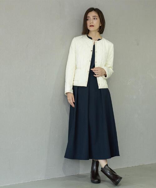 OPAQUE.CLIP（オペークドットクリップ）の「撥水キルティングノーカラージャケット【洗濯機洗い可】（ノーカラージャケット・レディース・オフホワイト/ブラック/キャメル・36/38/40/42）」の10枚目の写真