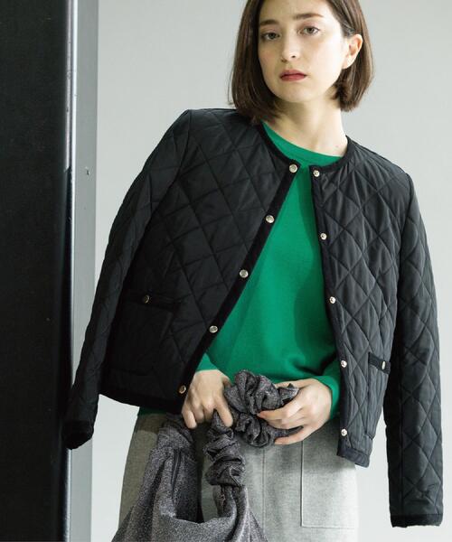 OPAQUE.CLIP（オペークドットクリップ）の「撥水キルティングノーカラージャケット【洗濯機洗い可】（ノーカラージャケット・レディース・オフホワイト/ブラック/キャメル・36/38/40/42）」の12枚目の写真