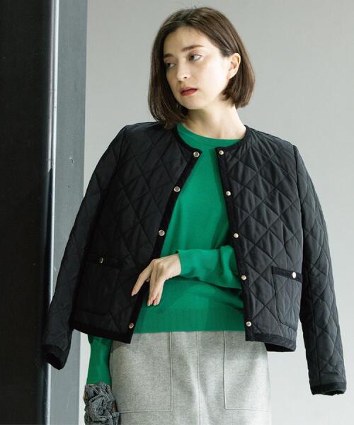 OPAQUE.CLIP（オペークドットクリップ）の「撥水キルティングノーカラージャケット【洗濯機洗い可】（ノーカラージャケット・レディース・オフホワイト/ブラック/キャメル・36/38/40/42）」の15枚目の写真