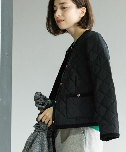 OPAQUE.CLIP（オペークドットクリップ）の「撥水キルティングノーカラージャケット【洗濯機洗い可】（ノーカラージャケット・レディース・オフホワイト/ブラック/キャメル・36/38/40/42）」の16枚目の写真