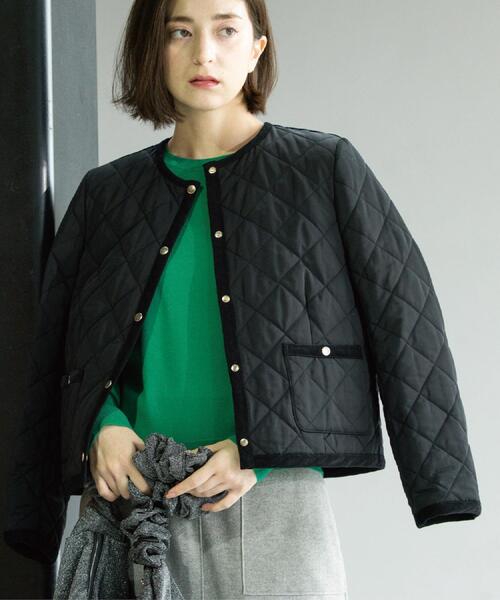 OPAQUE.CLIP（オペークドットクリップ）の「撥水キルティングノーカラージャケット【洗濯機洗い可】（ノーカラージャケット・レディース・オフホワイト/ブラック/キャメル・36/38/40/42）」の17枚目の写真