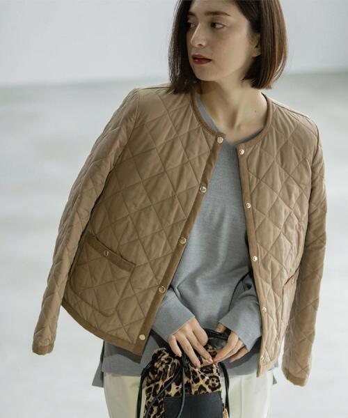 OPAQUE.CLIP（オペークドットクリップ）の「撥水キルティングノーカラージャケット【洗濯機洗い可】（ノーカラージャケット・レディース・オフホワイト/ブラック/キャメル・36/38/40/42）」の19枚目の写真