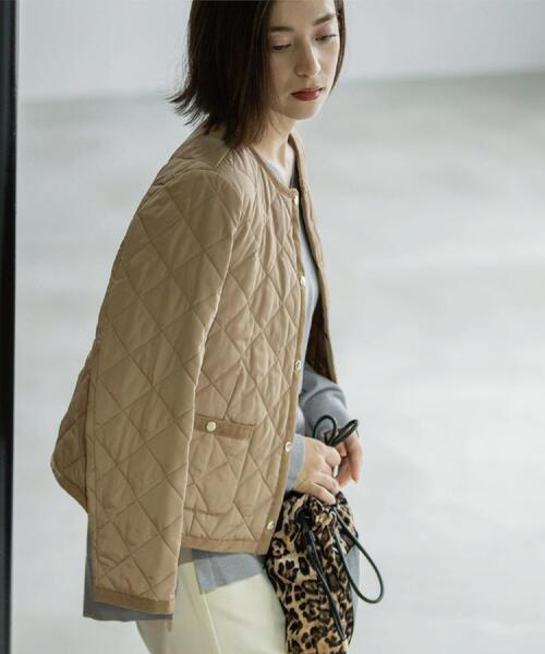 OPAQUE.CLIP（オペークドットクリップ）の「撥水キルティングノーカラージャケット【洗濯機洗い可】（ノーカラージャケット・レディース・オフホワイト/ブラック/キャメル・36/38/40/42）」の20枚目の写真