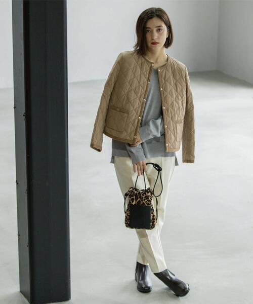 OPAQUE.CLIP（オペークドットクリップ）の「撥水キルティングノーカラージャケット【洗濯機洗い可】（ノーカラージャケット・レディース・オフホワイト/ブラック/キャメル・36/38/40/42）」の21枚目の写真