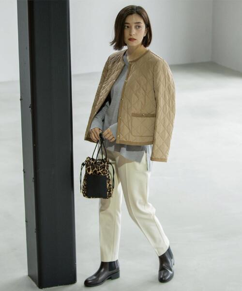 OPAQUE.CLIP（オペークドットクリップ）の「撥水キルティングノーカラージャケット【洗濯機洗い可】（ノーカラージャケット・レディース・オフホワイト/ブラック/キャメル・36/38/40/42）」の22枚目の写真